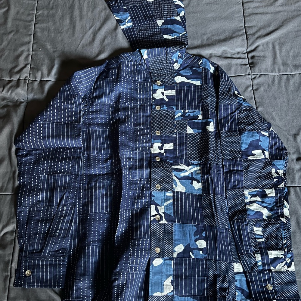 Emotionally Unavailable Flannel Button Up Shirt Blue